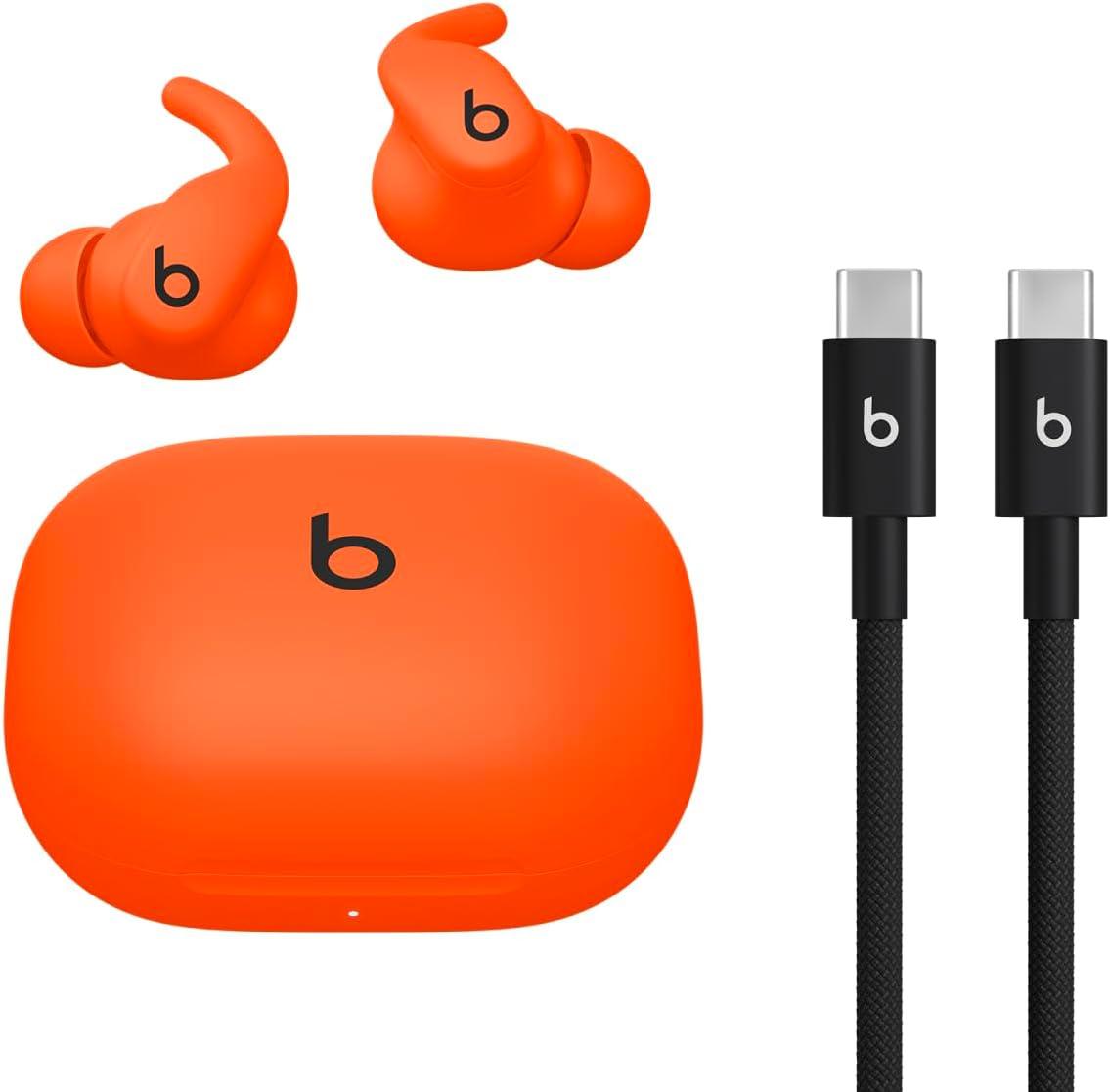 imageBeats Powerbeats Fit Wireless Noise Cancelling Workout Earbuds with SecureFit Wingtips Up to 30Hour Battery Life Sweat amp Water Resistant Apple amp Android Compatible Jet BlackSpark Orange