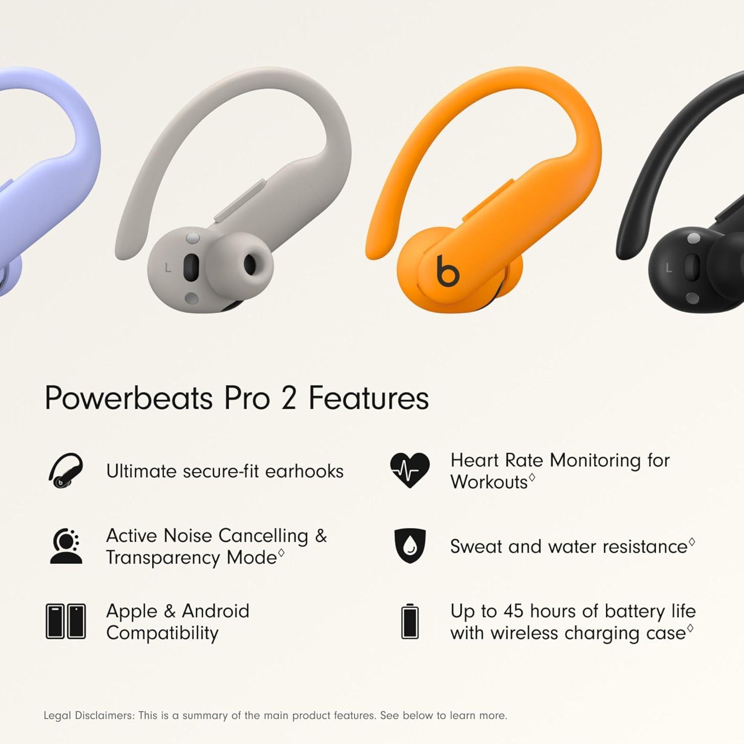 imageBeats Powerbeats Pro 2 Wireless Noise Cancelling Workout Earbuds with Secure Fit Earhooks Up to 45Hour Battery with Charging Case Sweat amp Water Resistant Heart Rate Monitoring Hyper PurpleElectric Orange