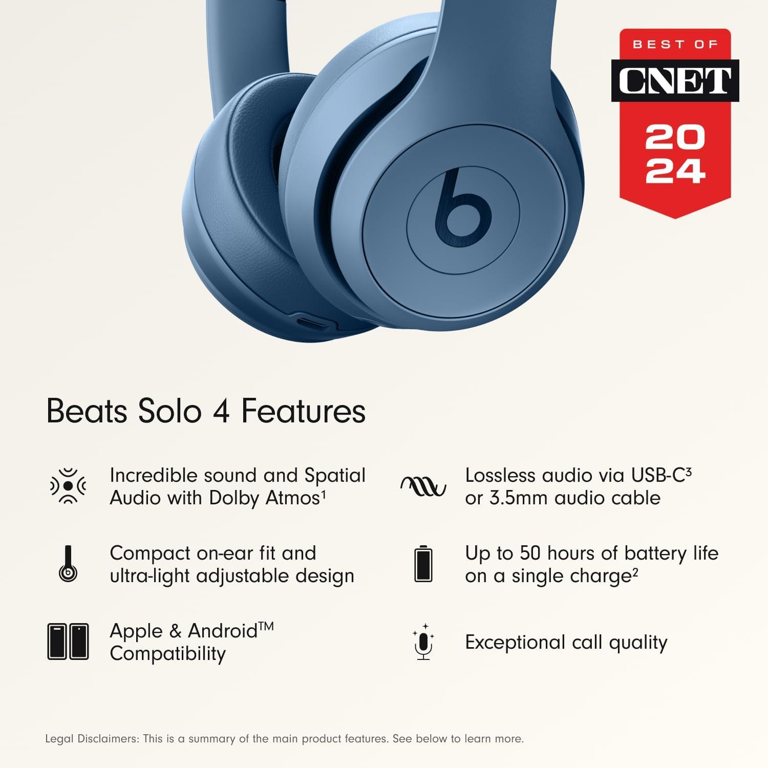 imageBeats Solo 4 Wireless OnEar Bluetooth Headphones Up to 50Hour Battery Life UltraLightweight Comfort Powerful and Balanced Sound Apple amp Android Compatible Black amp GoldSlate Blue