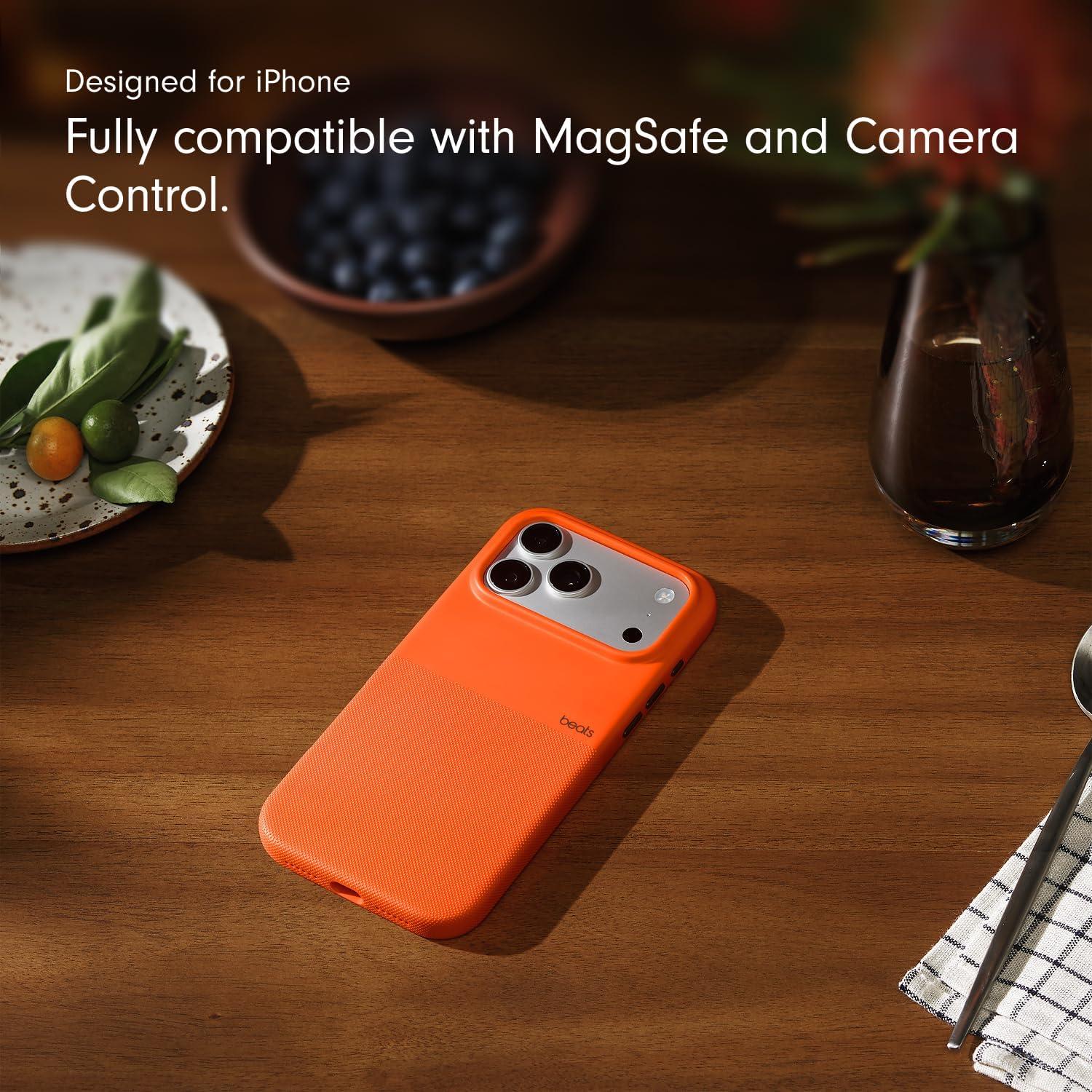 imageBeats iPhone 17 Pro Kickstand Case with MagSafe amp Camera Control Built in Stand amp Lanyard Matte Finish with Microfiber Lining Granite GraySierra Orange