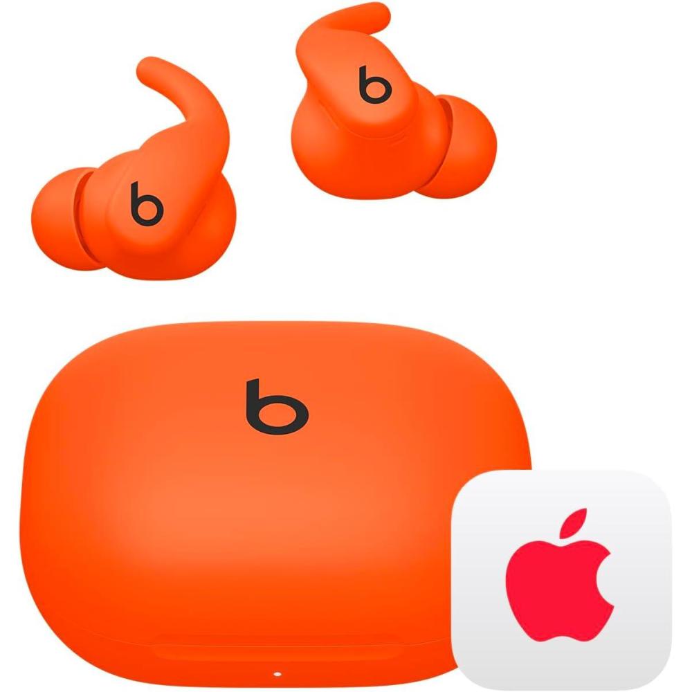 imageBeats Powerbeats Fit Wireless Noise Cancelling Workout Earbuds with SecureFit Wingtips Up to 30Hour Battery Life Sweat amp Water Resistant Apple amp Android Compatible Jet BlackSpark Orange