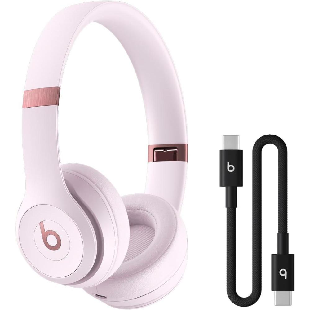 imageBeats Solo 4 Wireless OnEar Bluetooth Headphones Up to 50Hour Battery Life UltraLightweight Comfort Powerful and Balanced Sound Apple amp Android Compatible Black amp GoldCloud Pink