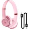 Beats Solo 4 – Wireless On-Ear Bluetooth Headphones, Up to 50-Hour Battery Life, Ultra-Lightweight Comfort, Powerful and Balanced Sound, Apple & Android Compatible – Black & Gold(Metallic Pink)