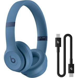 Beats Solo 4 – Wireless On-Ear Bluetooth Headphones, Up to 50-Hour Battery Life, Ultra-Lightweight Comfort, Powerful and Balanced Sound, Apple & Android Compatible – Black & Gold(Slate Blue)