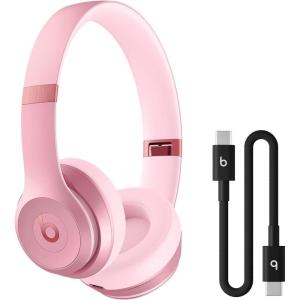 Beats Solo 4 – Wireless On-Ear Bluetooth Headphones, Up to 50-Hour Battery Life, Ultra-Lightweight Comfort, Powerful and Balanced Sound, Apple & Android Compatible – Black & Gold(Metallic Pink)