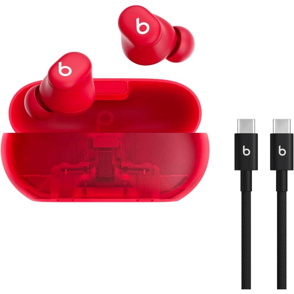 imageBeats Solo Buds  Wireless Bluetooth Earbuds with USBC Charging Cables 15  Transparent RedTransparent Red