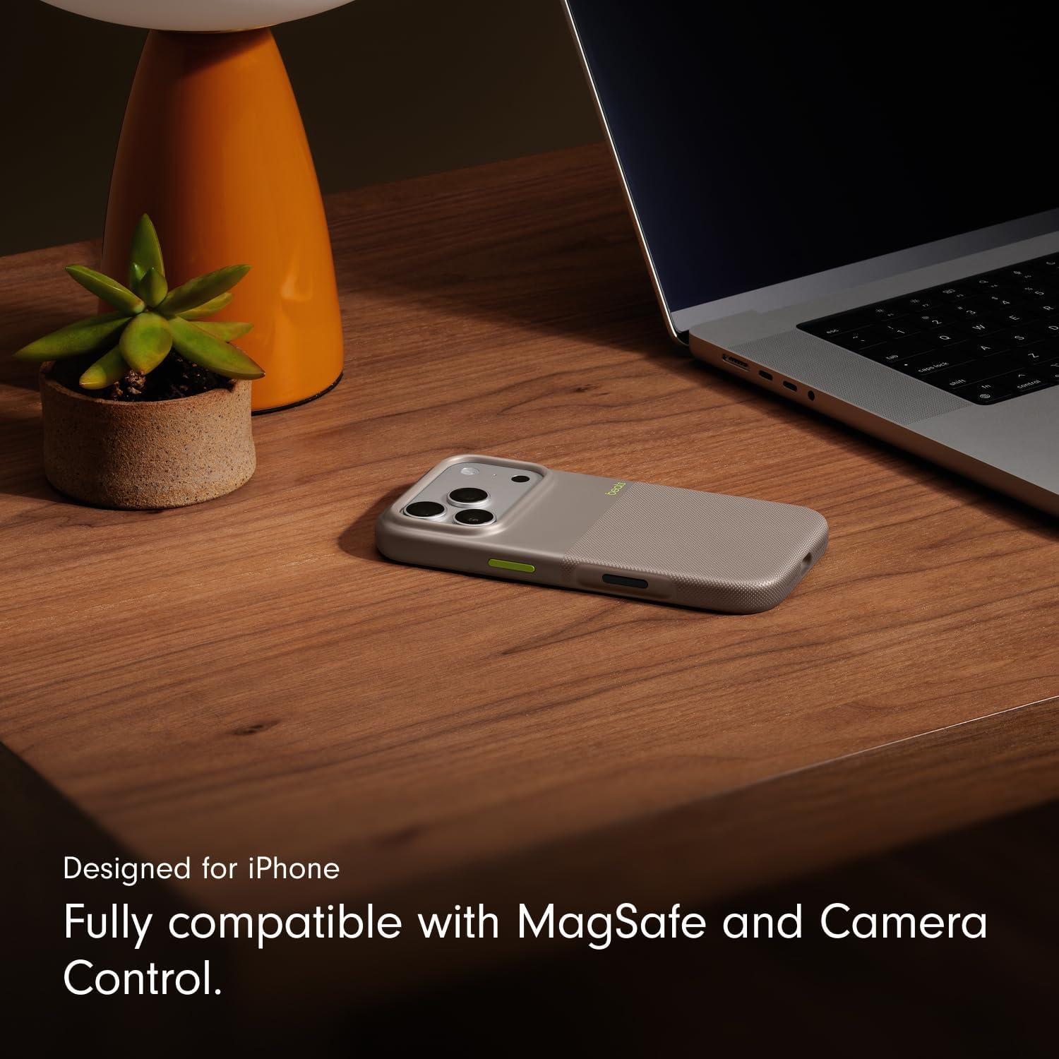 imageBeats iPhone 17e Case with MagSafe Thin and Light Hardshell Matt Finish Microfibre Lining Lime StoneAlpine Grey