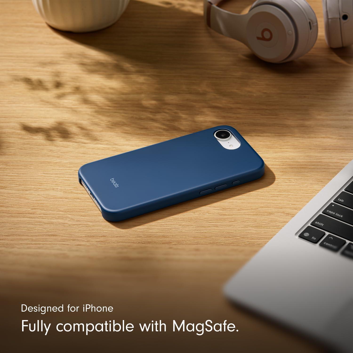 imageBeats iPhone 17e Case with MagSafe Thin and Light Hardshell Matt Finish Microfibre Lining Lime StoneBedrock Blue