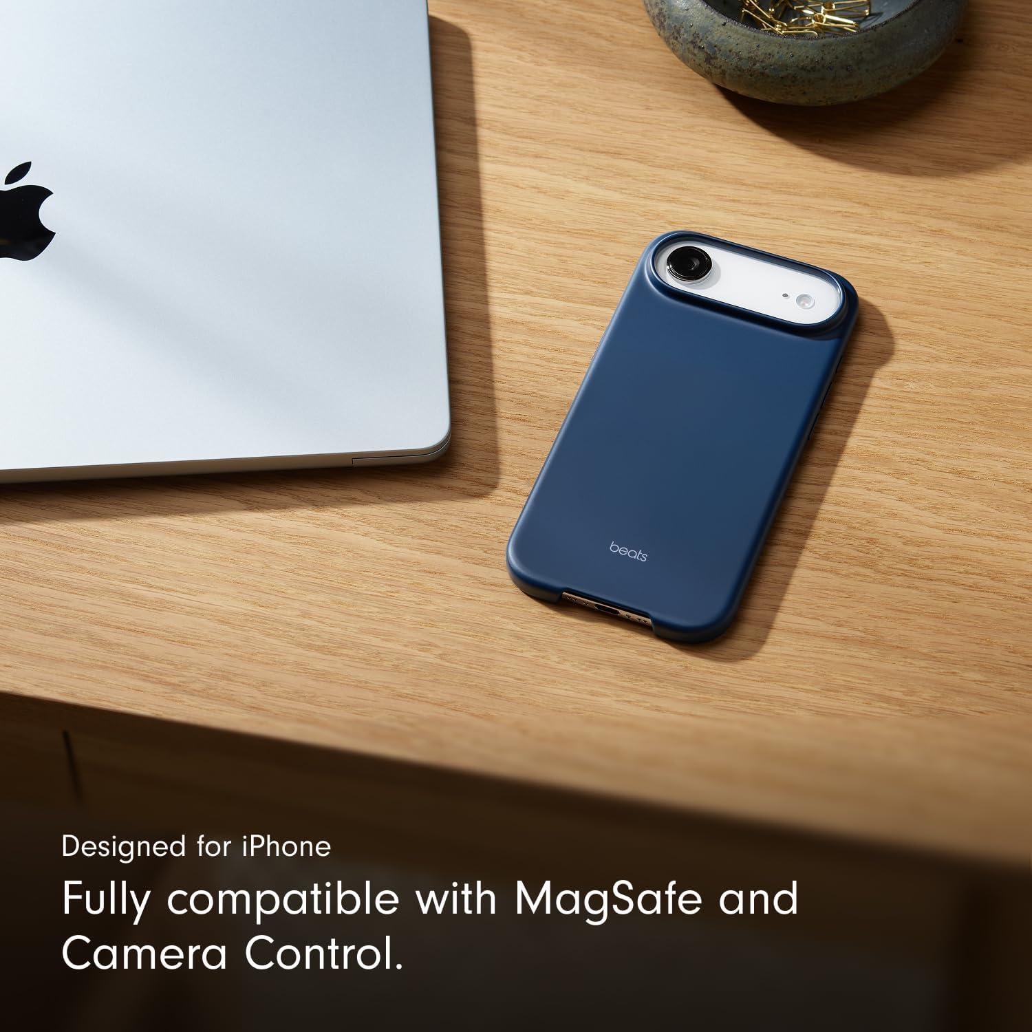 imageBeats iPhone 17e Case with MagSafe Thin and Light Hardshell Matt Finish Microfibre Lining Lime StoneBedrock Blue