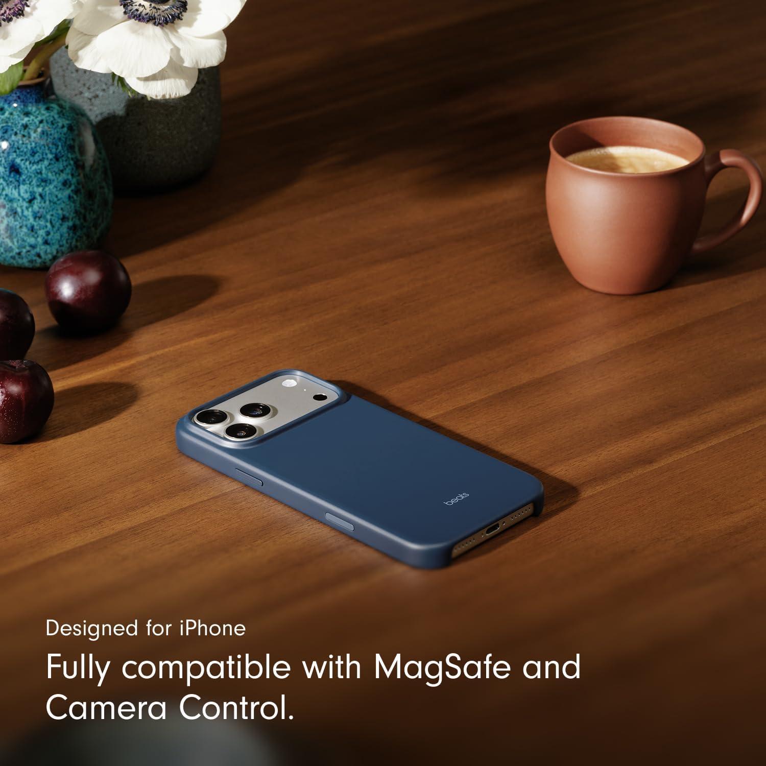 imageBeats iPhone 17e Case with MagSafe Thin and Light Hardshell Matt Finish Microfibre Lining Lime StoneBedrock Blue