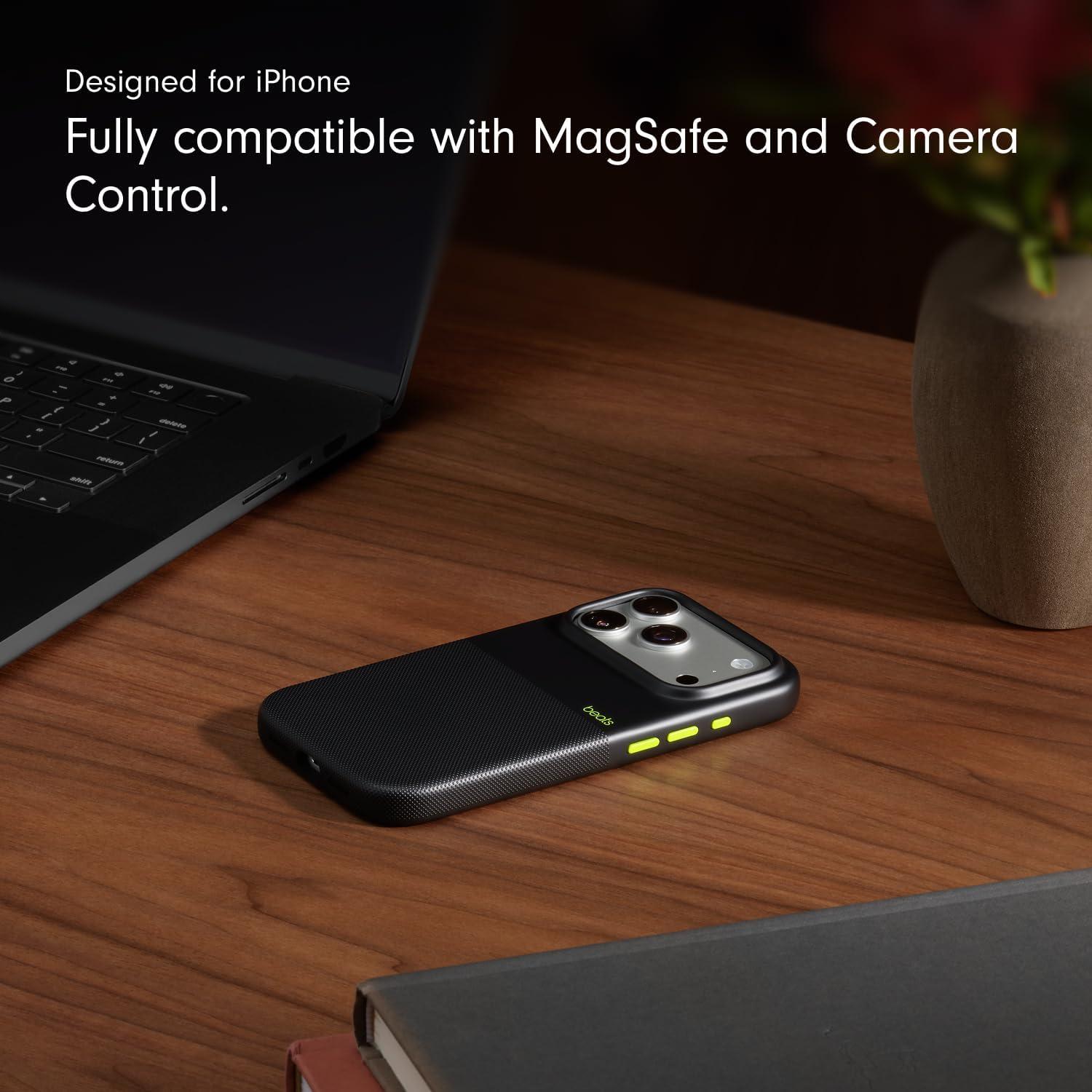 imageBeats iPhone 17e Case with MagSafe Thin and Light Hardshell Matt Finish Microfibre Lining Lime StoneEverest Black