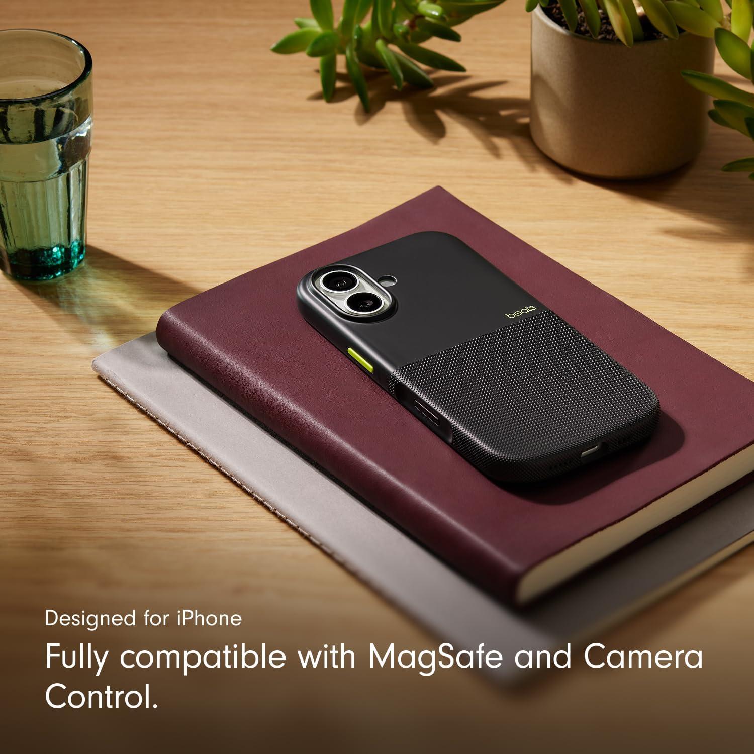imageBeats iPhone 17e Case with MagSafe Thin and Light Hardshell Matt Finish Microfibre Lining Lime StoneEverest Black