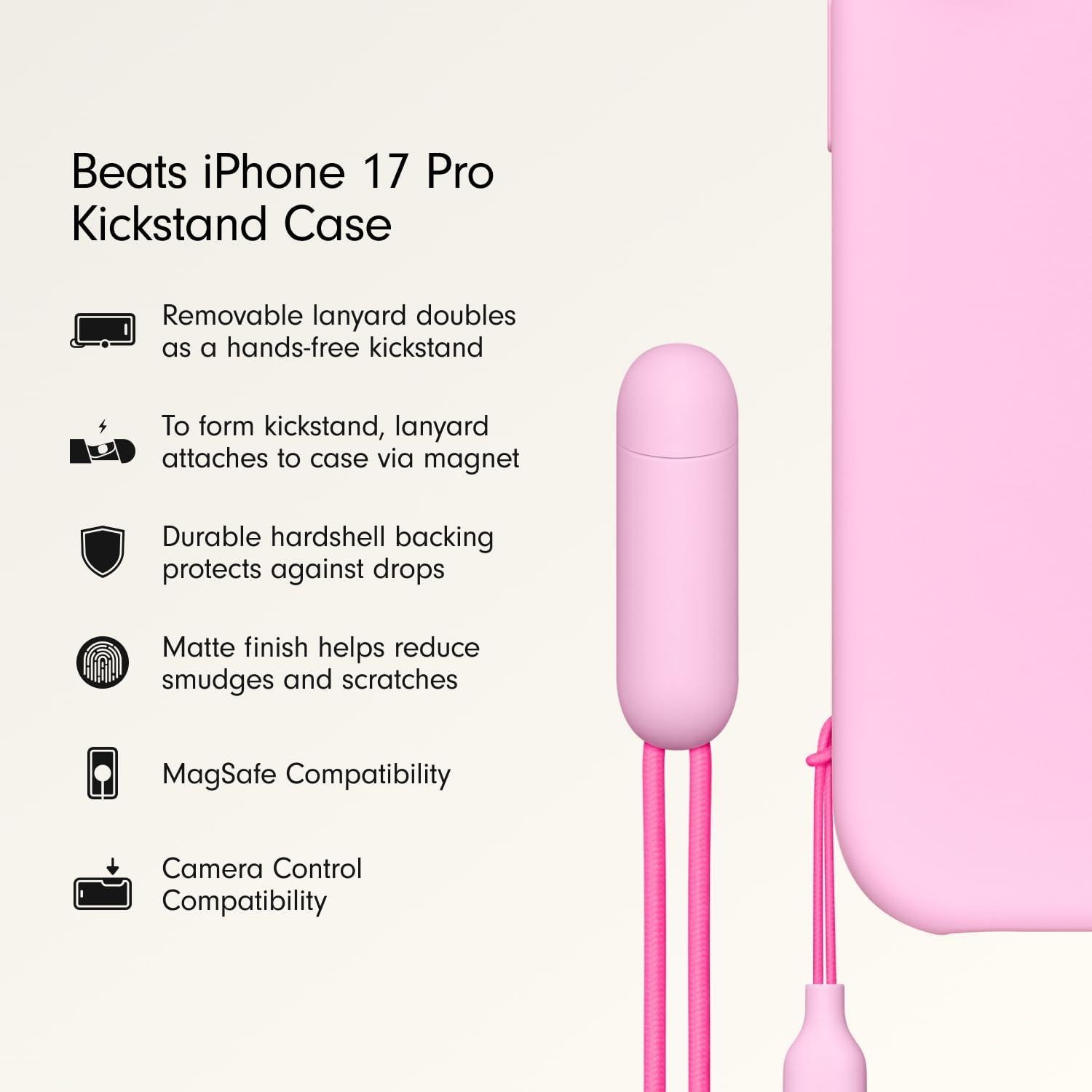 imageBeats iPhone 17e Case with MagSafe Thin and Light Hardshell Matt Finish Microfibre Lining Lime StonePebble Pink