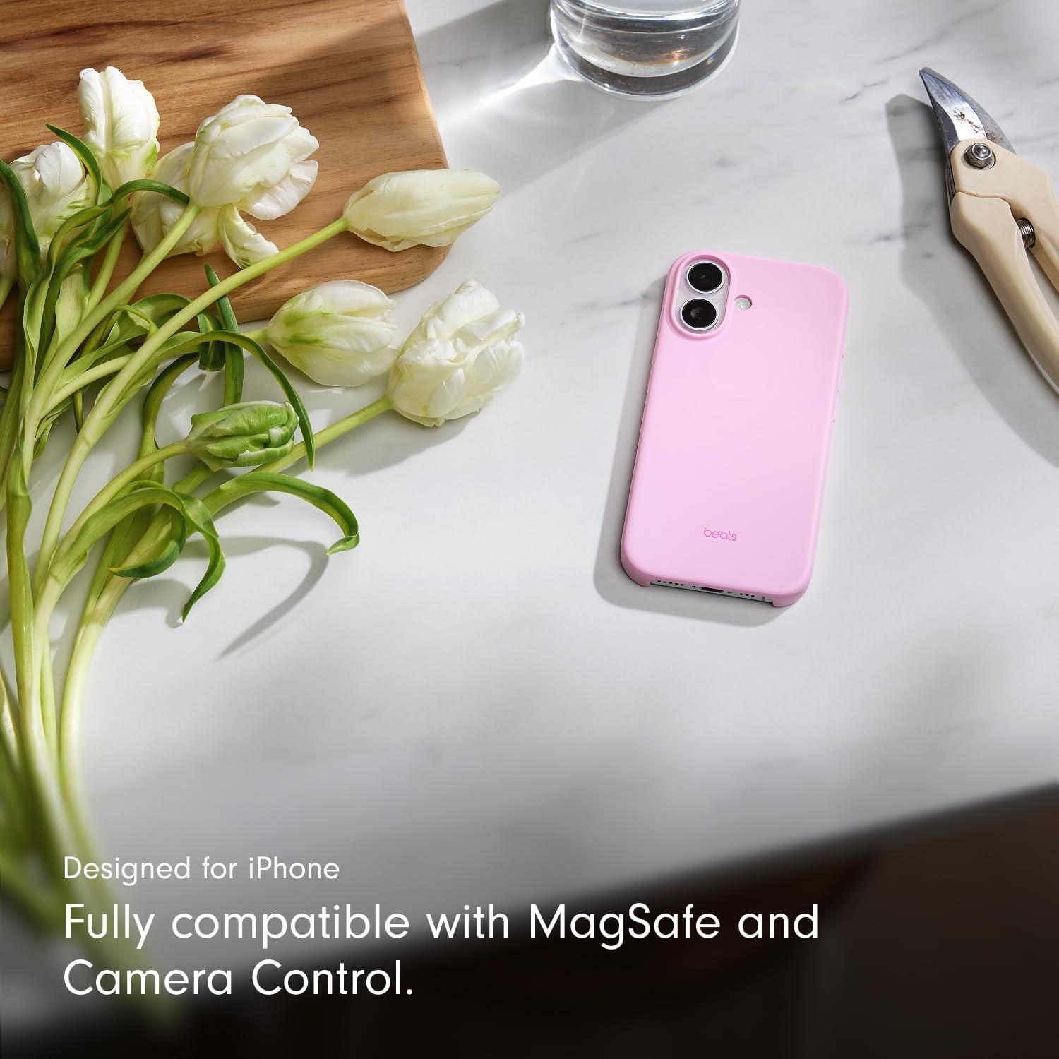 imageBeats iPhone 17e Case with MagSafe Thin and Light Hardshell Matt Finish Microfibre Lining Lime StonePebble Pink