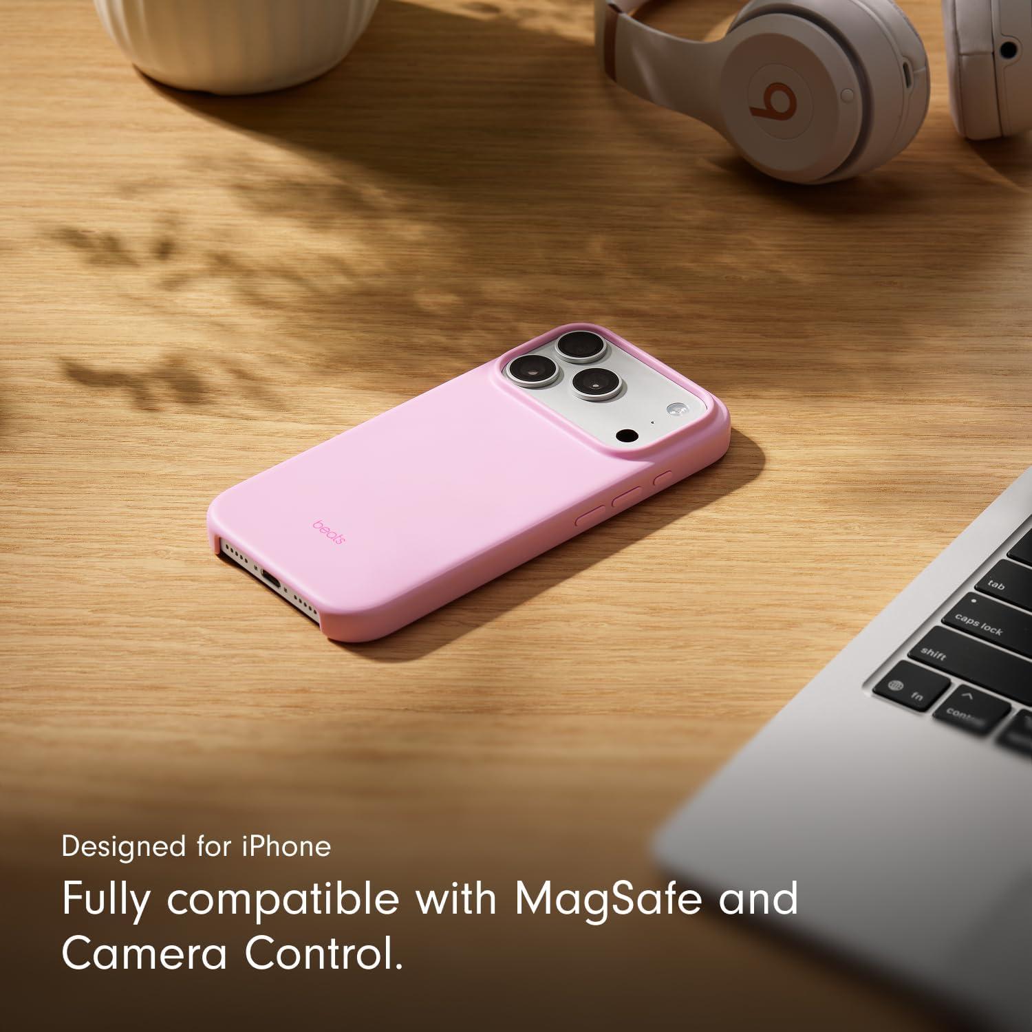 imageBeats iPhone 17e Case with MagSafe Thin and Light Hardshell Matt Finish Microfibre Lining Lime StonePebble Pink
