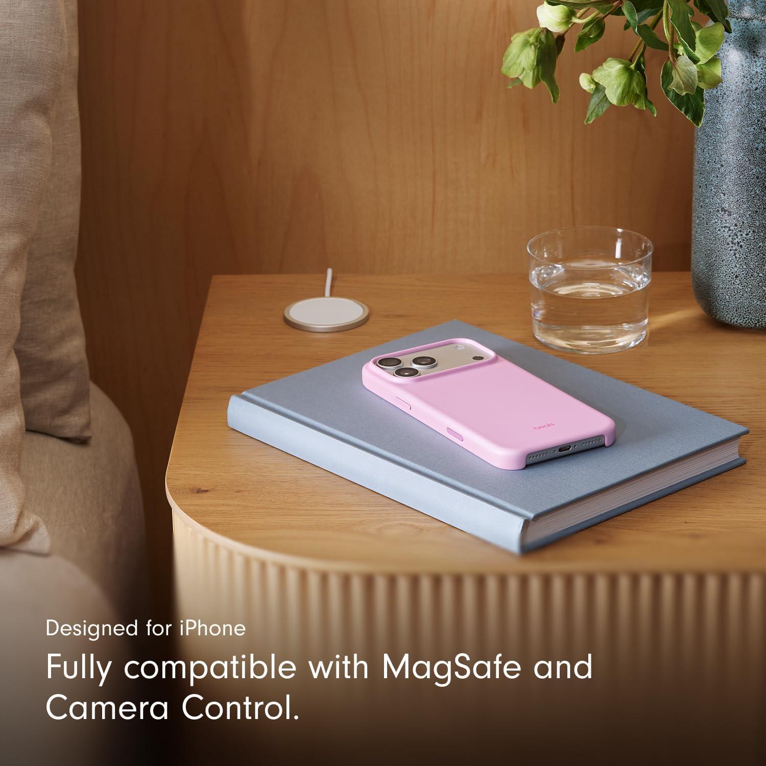 imageBeats iPhone 17e Case with MagSafe Thin and Light Hardshell Matt Finish Microfibre Lining Lime StonePebble Pink