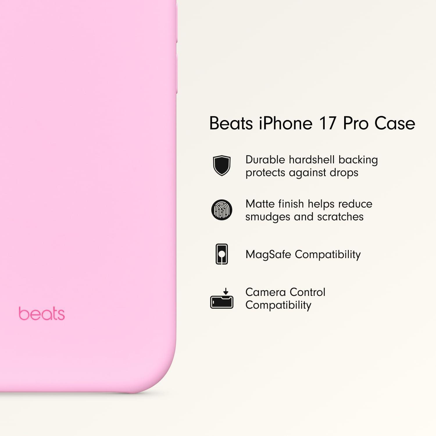 imageBeats iPhone 17e Case with MagSafe Thin and Light Hardshell Matt Finish Microfibre Lining Lime StonePebble Pink