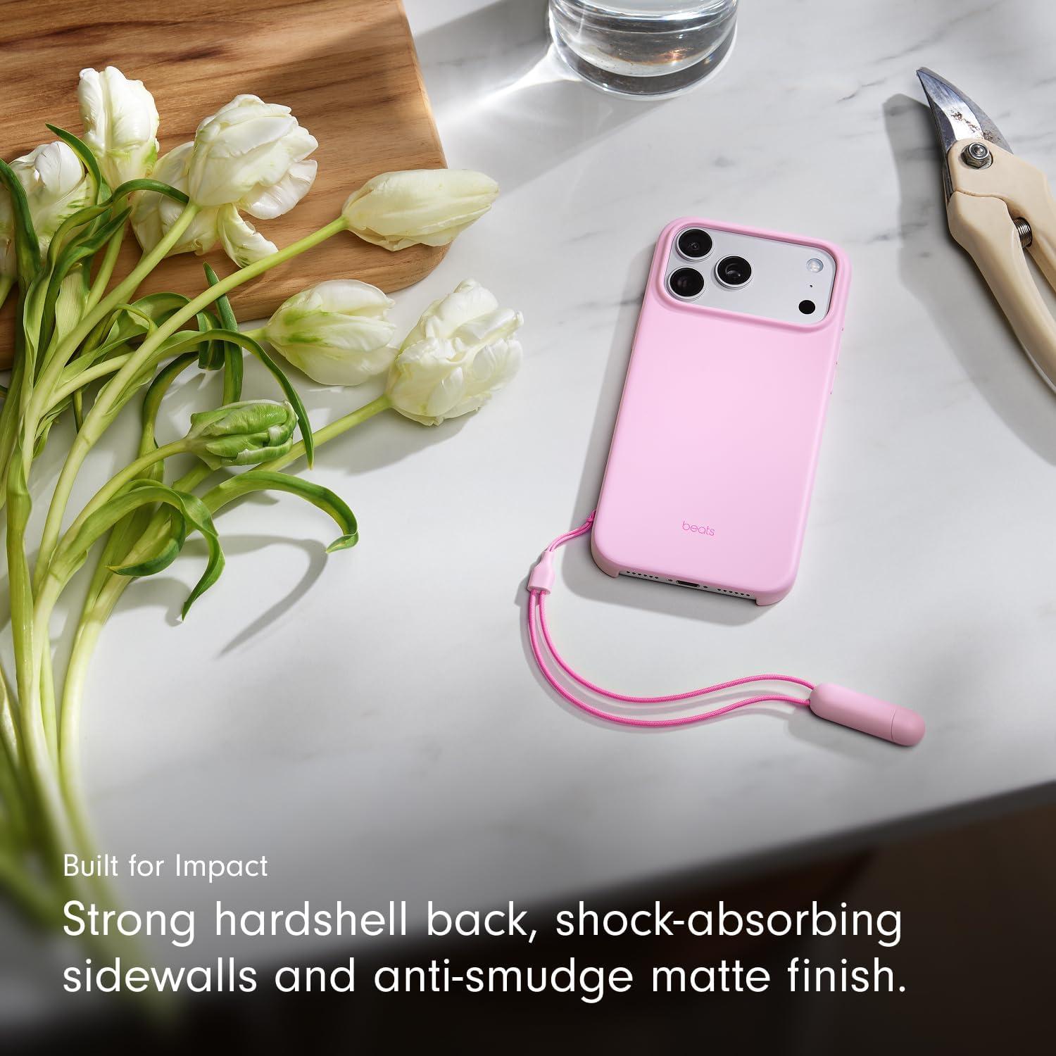 imageBeats iPhone 17e Case with MagSafe Thin and Light Hardshell Matt Finish Microfibre Lining Lime StonePebble Pink