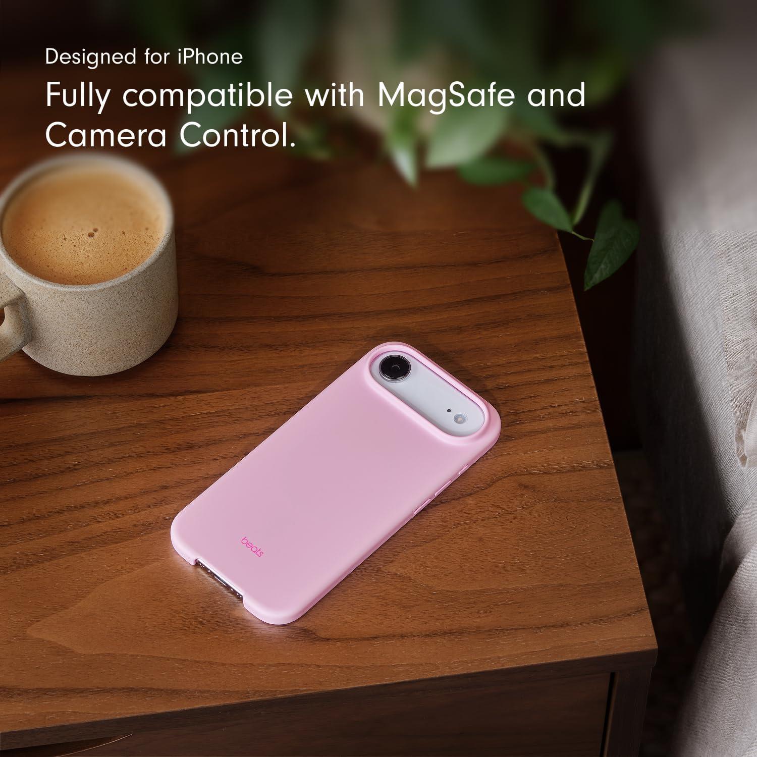 imageBeats iPhone 17e Case with MagSafe Thin and Light Hardshell Matt Finish Microfibre Lining Lime StonePebble Pink