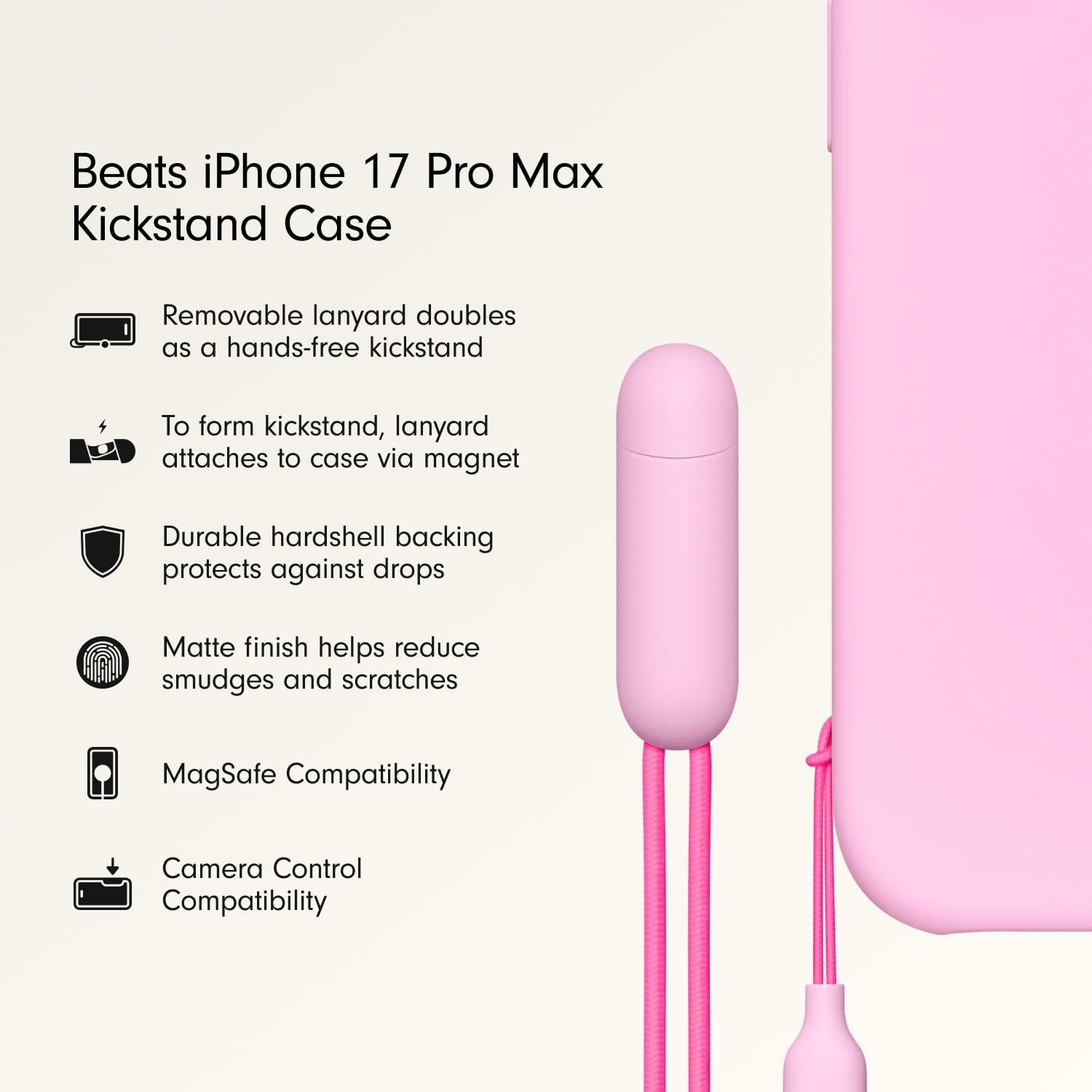 imageBeats iPhone 17e Case with MagSafe Thin and Light Hardshell Matt Finish Microfibre Lining Lime StonePebble Pink