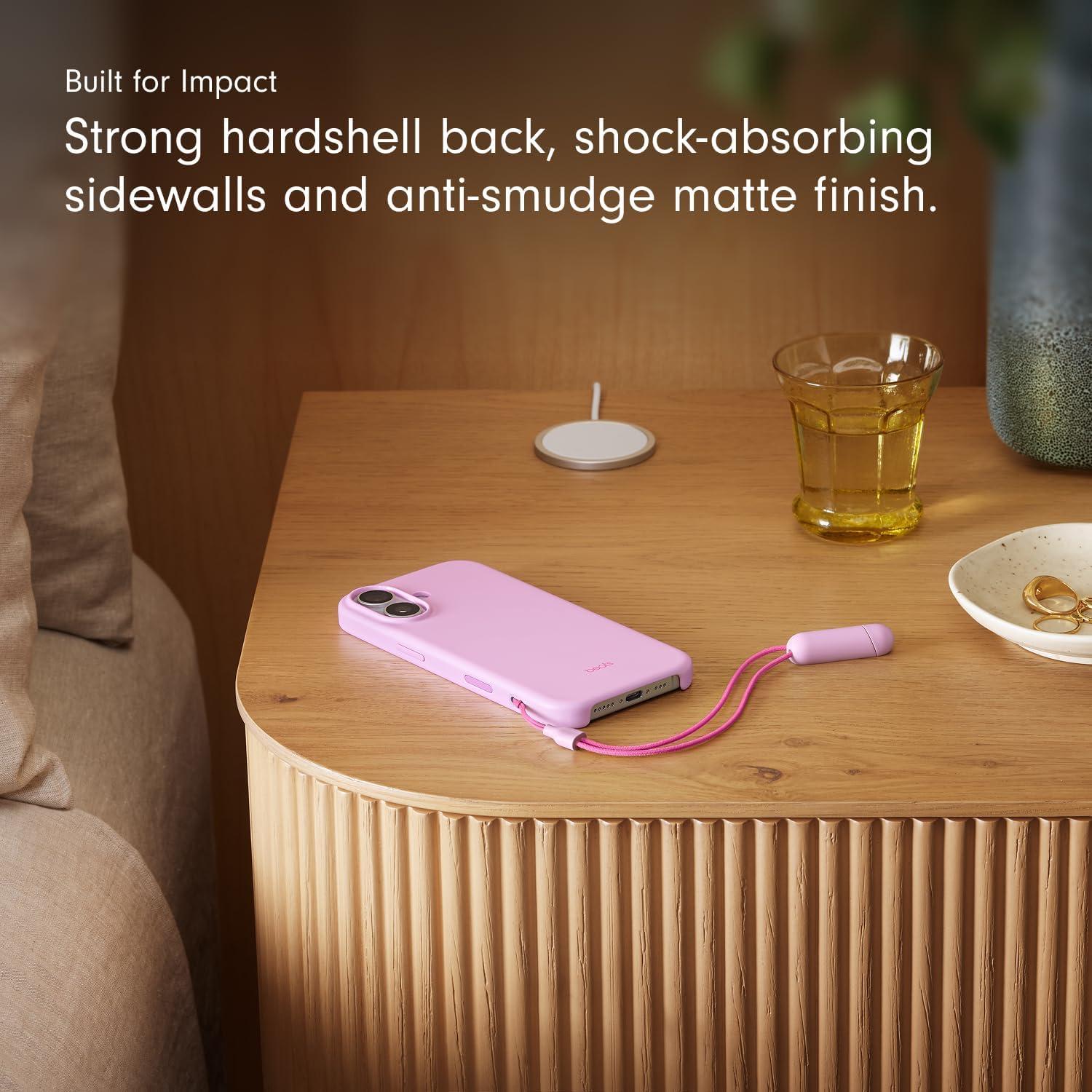imageBeats iPhone 17e Case with MagSafe Thin and Light Hardshell Matt Finish Microfibre Lining Lime StonePebble Pink