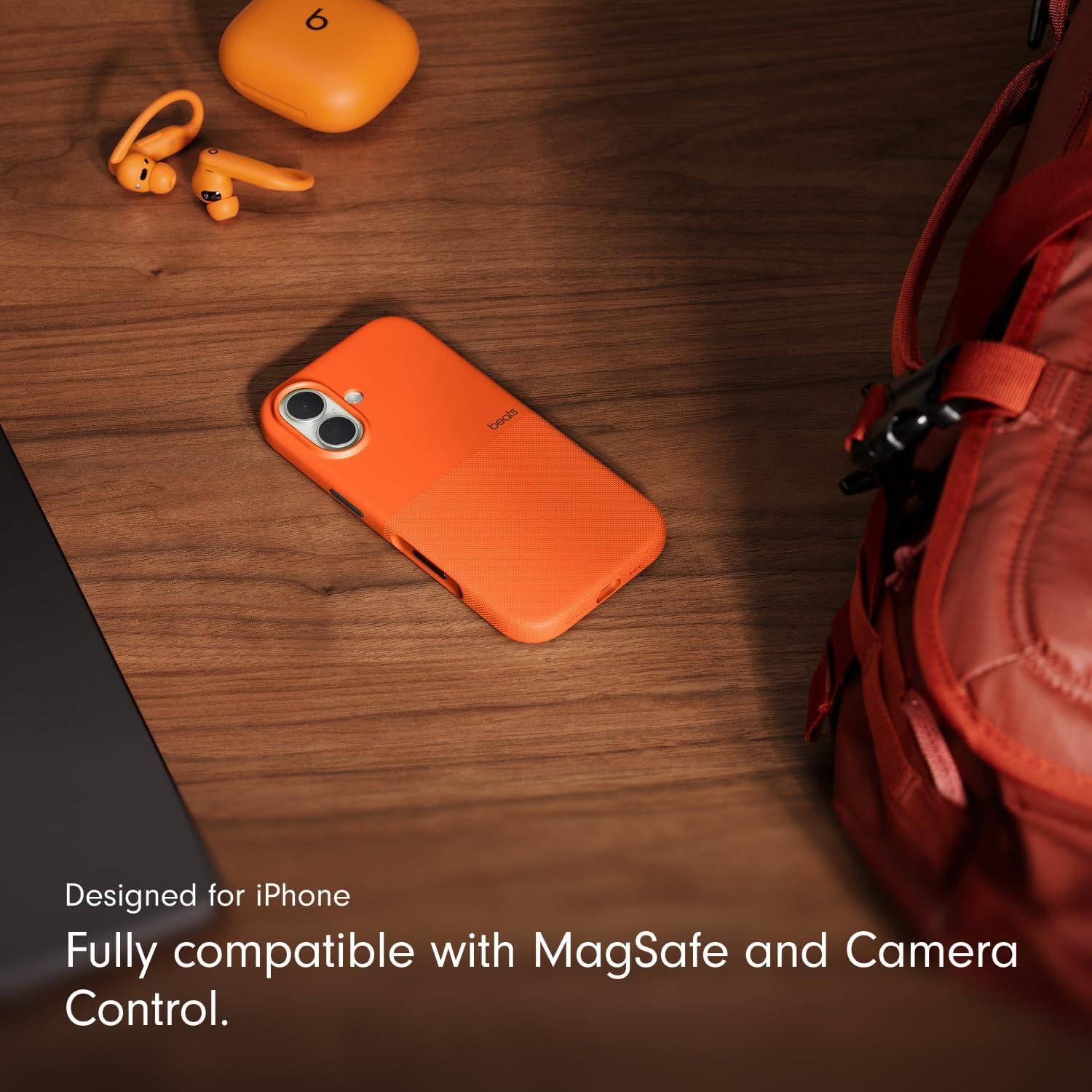 imageBeats iPhone 17e Case with MagSafe Thin and Light Hardshell Matt Finish Microfibre Lining Lime StoneSierra Orange