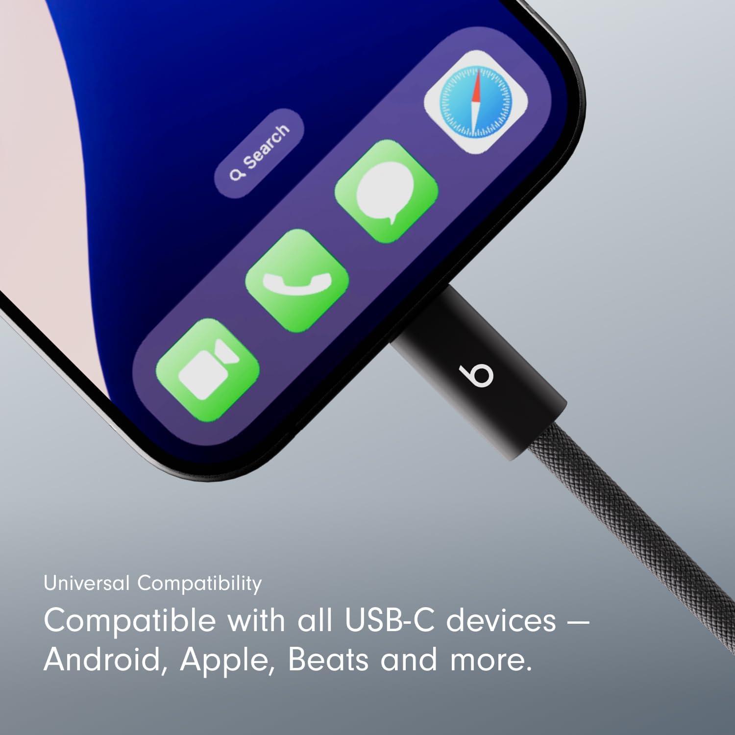 imageBeats 240W USBC to USBC Braided Cable Fast Charging DurableTangle Free Compatible with Apple and Android Devices 3 m10 ft Bolt BlackBolt Black