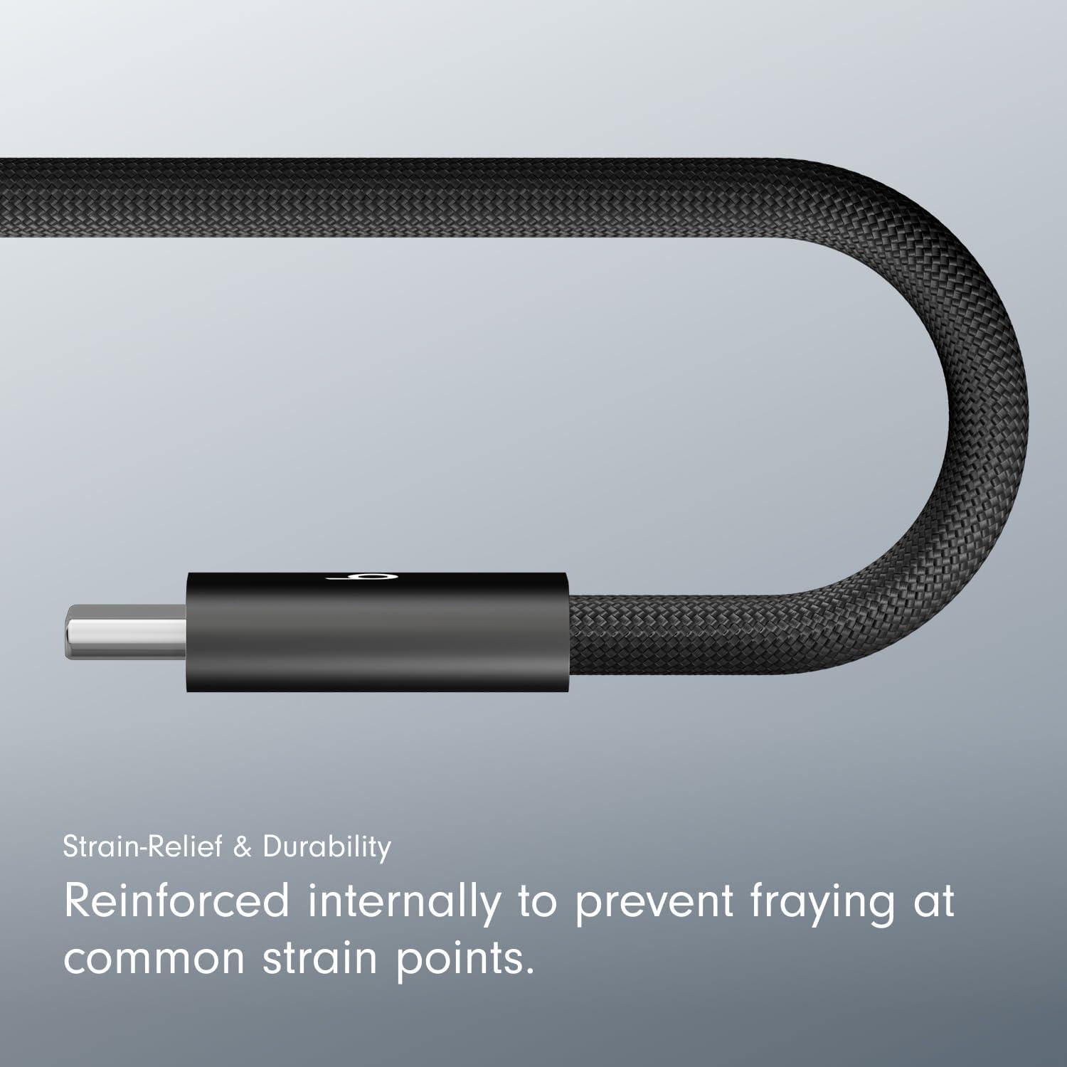 imageBeats 240W USBC to USBC Braided Cable Fast Charging DurableTangle Free Compatible with Apple and Android Devices 3 m10 ft Bolt BlackBolt Black