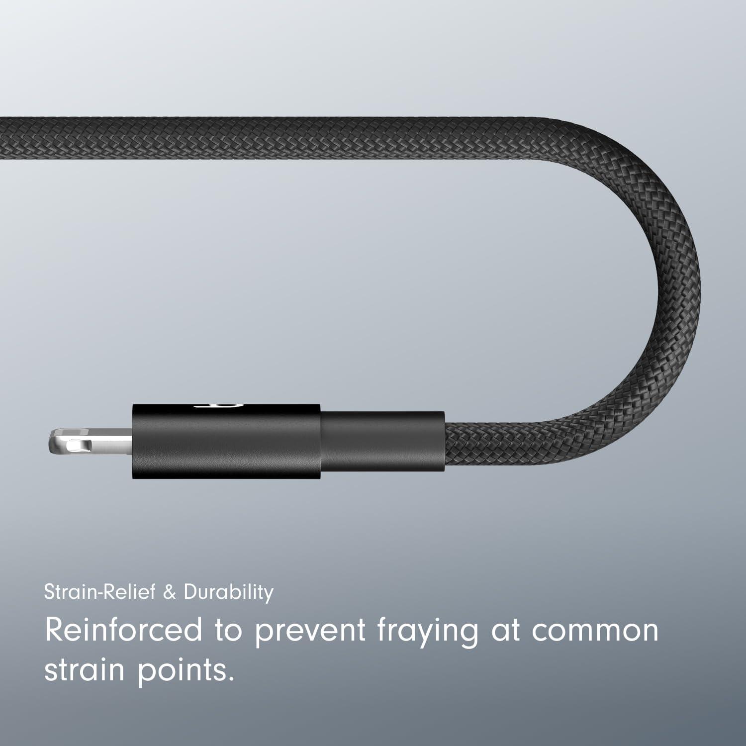 imageBeats 240W USBC to USBC Braided Cable Fast Charging DurableTangle Free Compatible with Apple and Android Devices 3 m10 ft Bolt BlackBolt Black