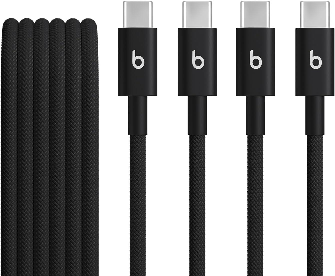 imageBeats 240W USBC to USBC Braided Cable Fast Charging DurableTangle Free Compatible with Apple and Android Devices 3 m10 ft Bolt BlackBolt Black