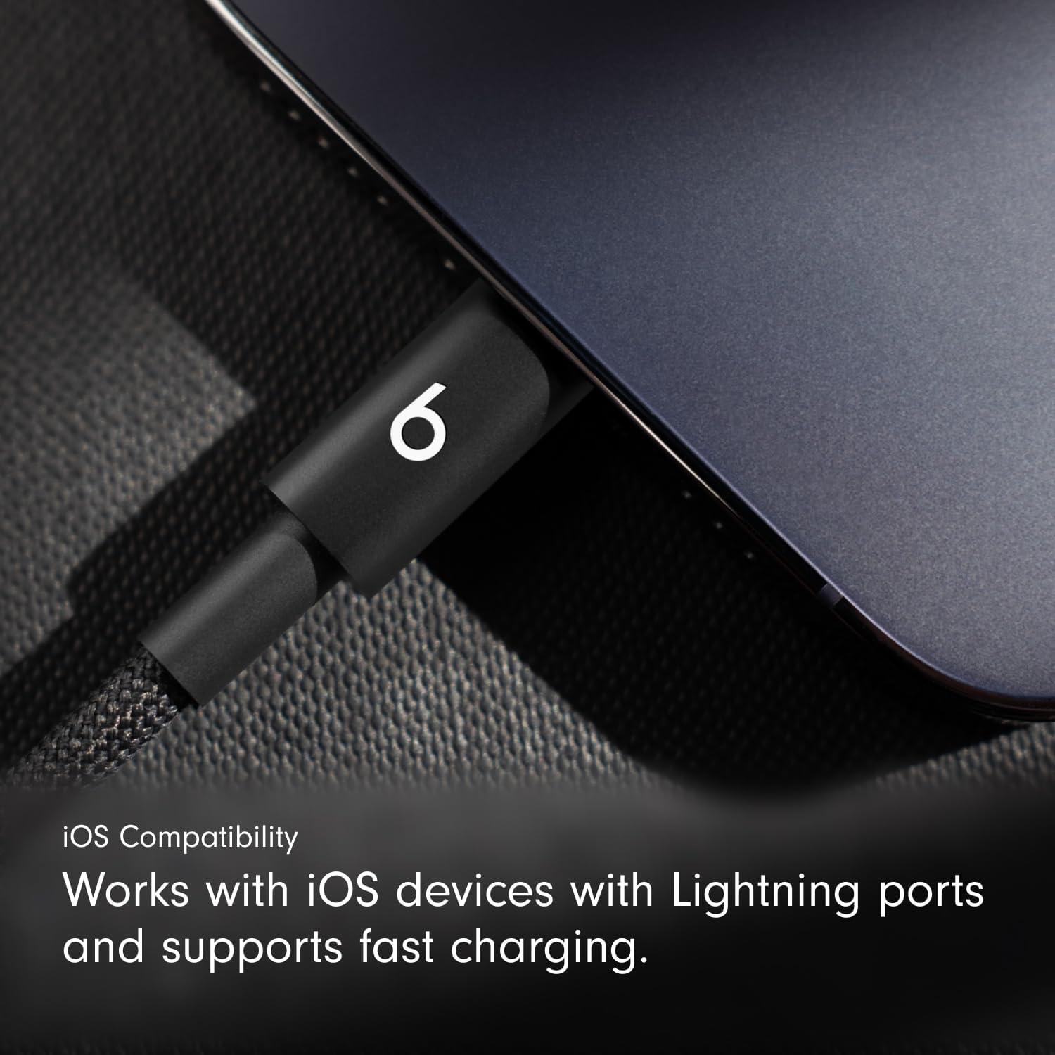 imageBeats 240W USBC to USBC Braided Cable Fast Charging DurableTangle Free Compatible with Apple and Android Devices 3 m10 ft Bolt BlackBolt Black
