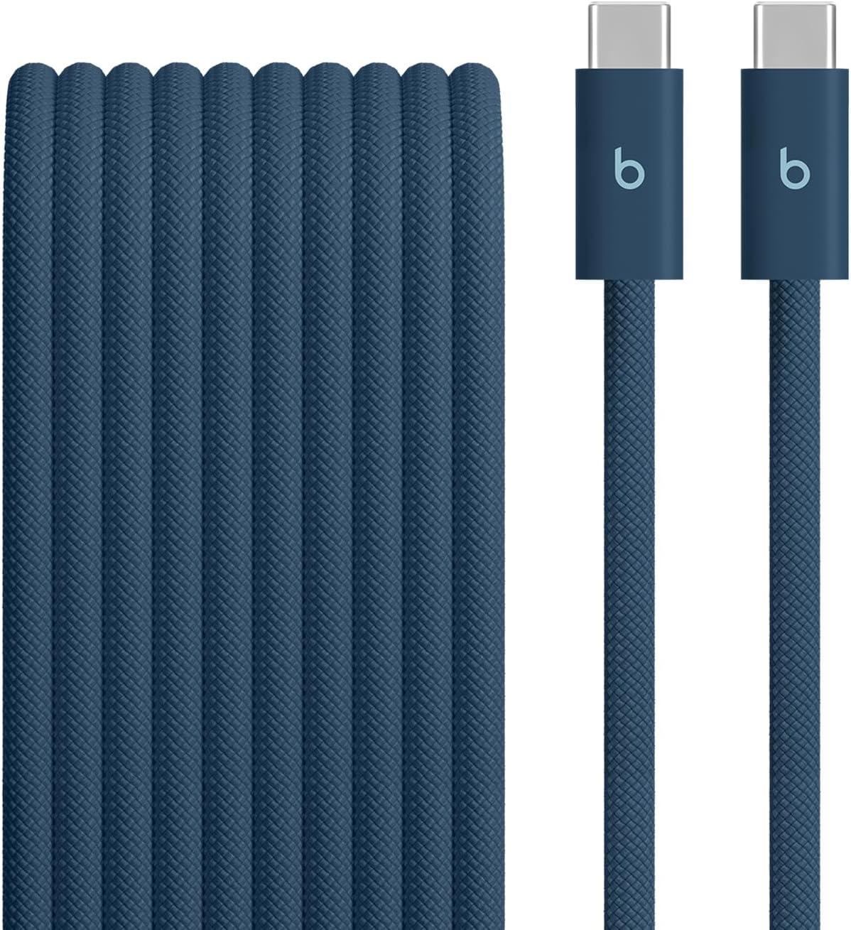 imageBeats 240W USBC to USBC Braided Cable Fast Charging DurableTangle Free Compatible with Apple and Android Devices 3 m10 ft Bolt BlackNitro Navy
