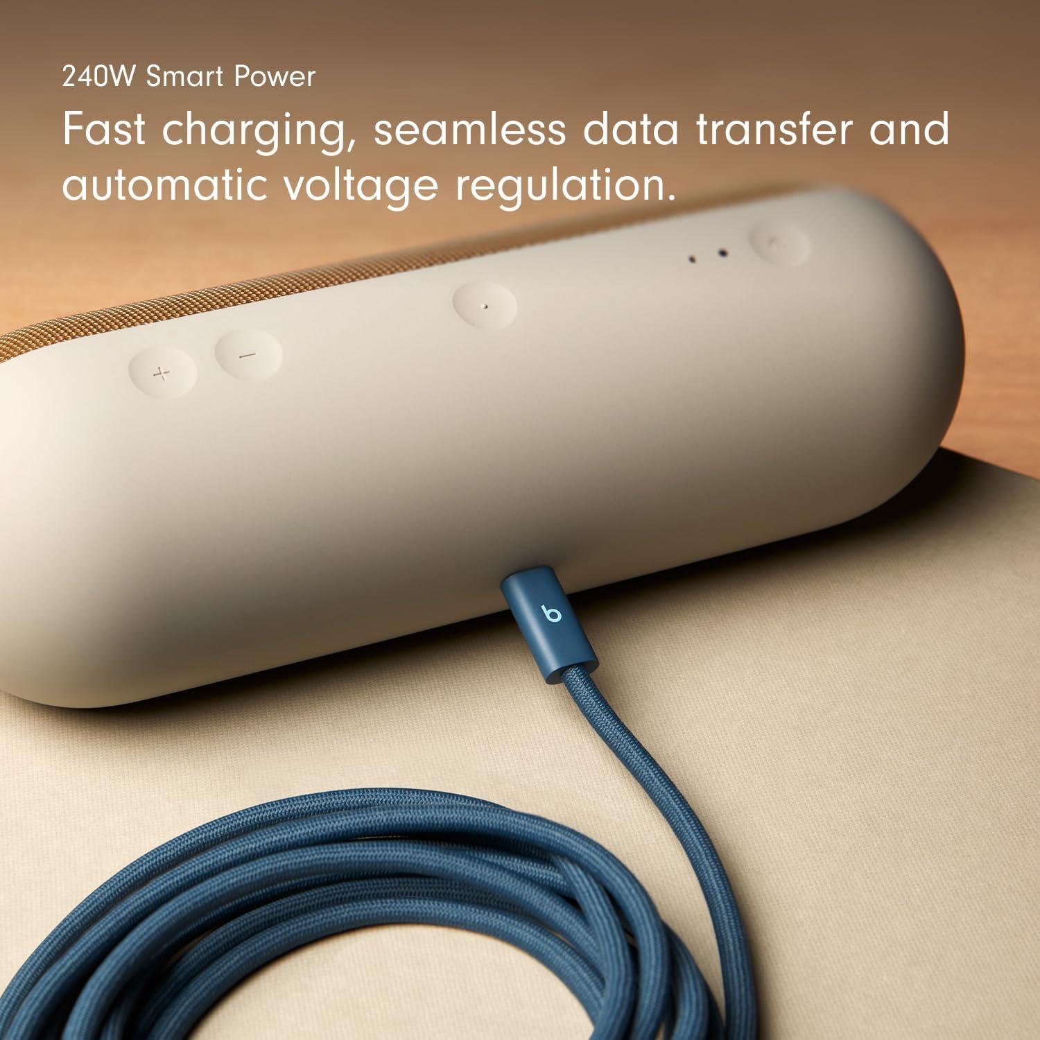 imageBeats 240W USBC to USBC Braided Cable Fast Charging DurableTangle Free Compatible with Apple and Android Devices 3 m10 ft Bolt BlackNitro Navy