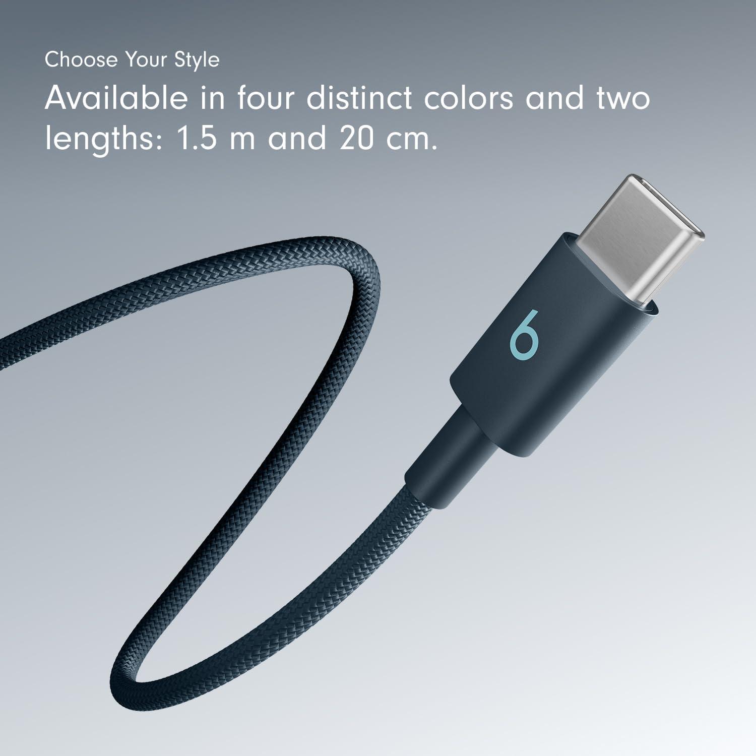imageBeats 240W USBC to USBC Braided Cable Fast Charging DurableTangle Free Compatible with Apple and Android Devices 3 m10 ft Bolt BlackNitro Navy