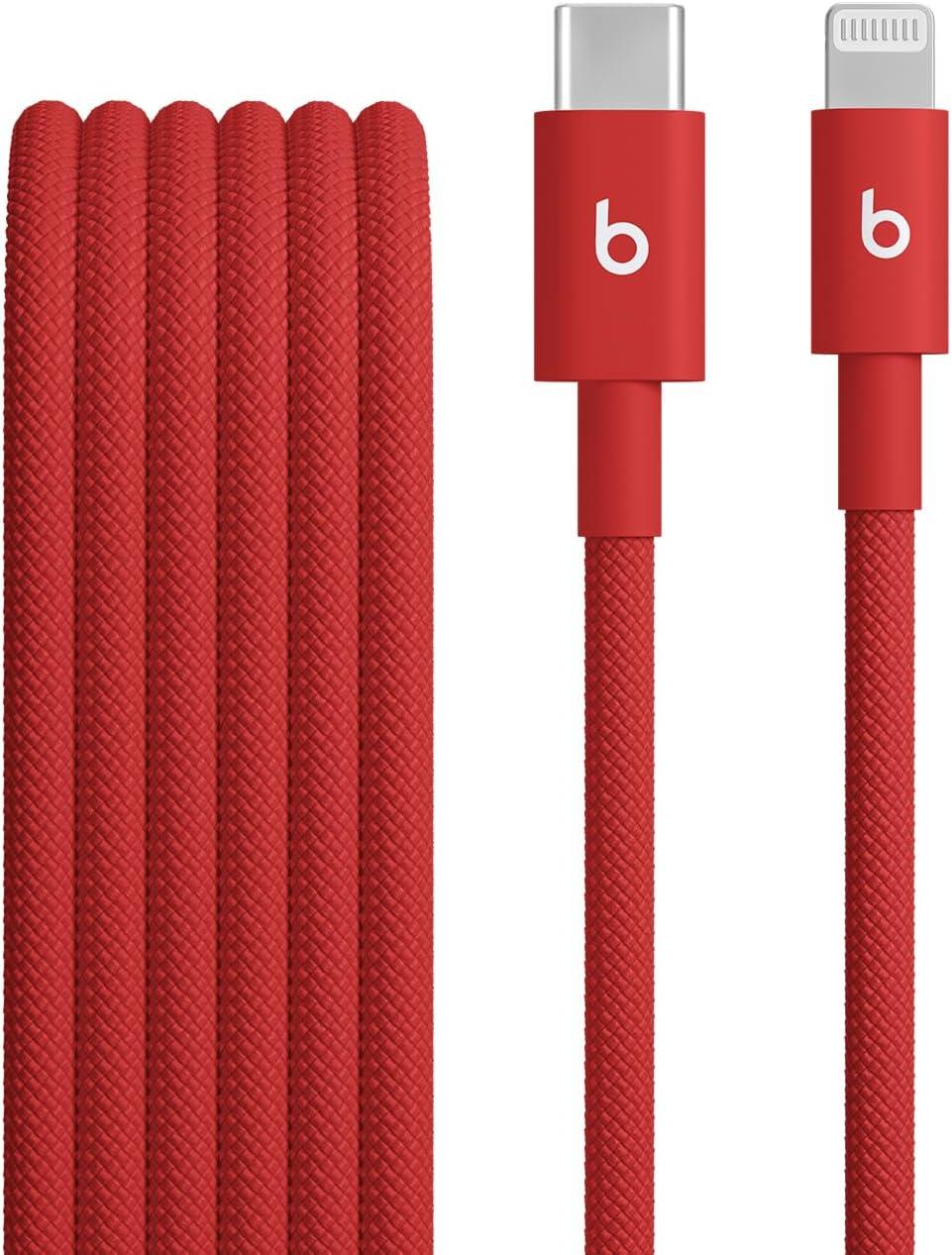 imageBeats 240W USBC to USBC Braided Cable Fast Charging DurableTangle Free Compatible with Apple and Android Devices 3 m10 ft Bolt BlackRapid Red