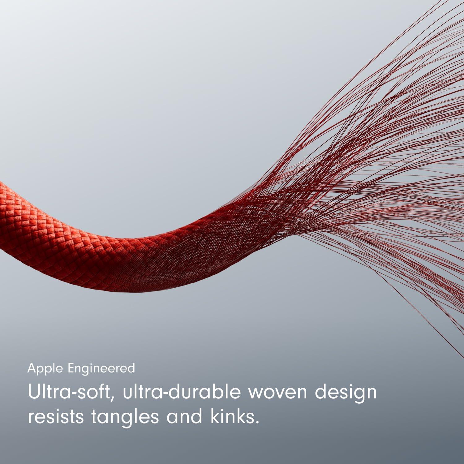 imageBeats 240W USBC to USBC Braided Cable Fast Charging DurableTangle Free Compatible with Apple and Android Devices 3 m10 ft Bolt BlackRapid Red