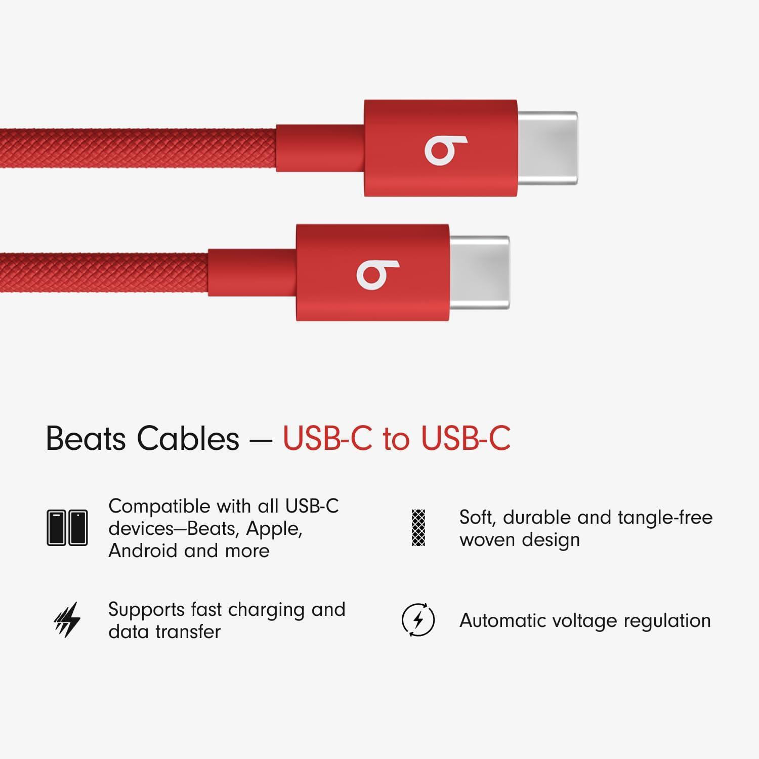 imageBeats 240W USBC to USBC Braided Cable Fast Charging DurableTangle Free Compatible with Apple and Android Devices 3 m10 ft Bolt BlackRapid Red