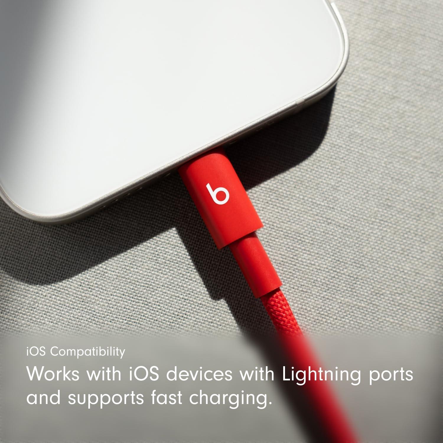 imageBeats 240W USBC to USBC Braided Cable Fast Charging DurableTangle Free Compatible with Apple and Android Devices 3 m10 ft Bolt BlackRapid Red