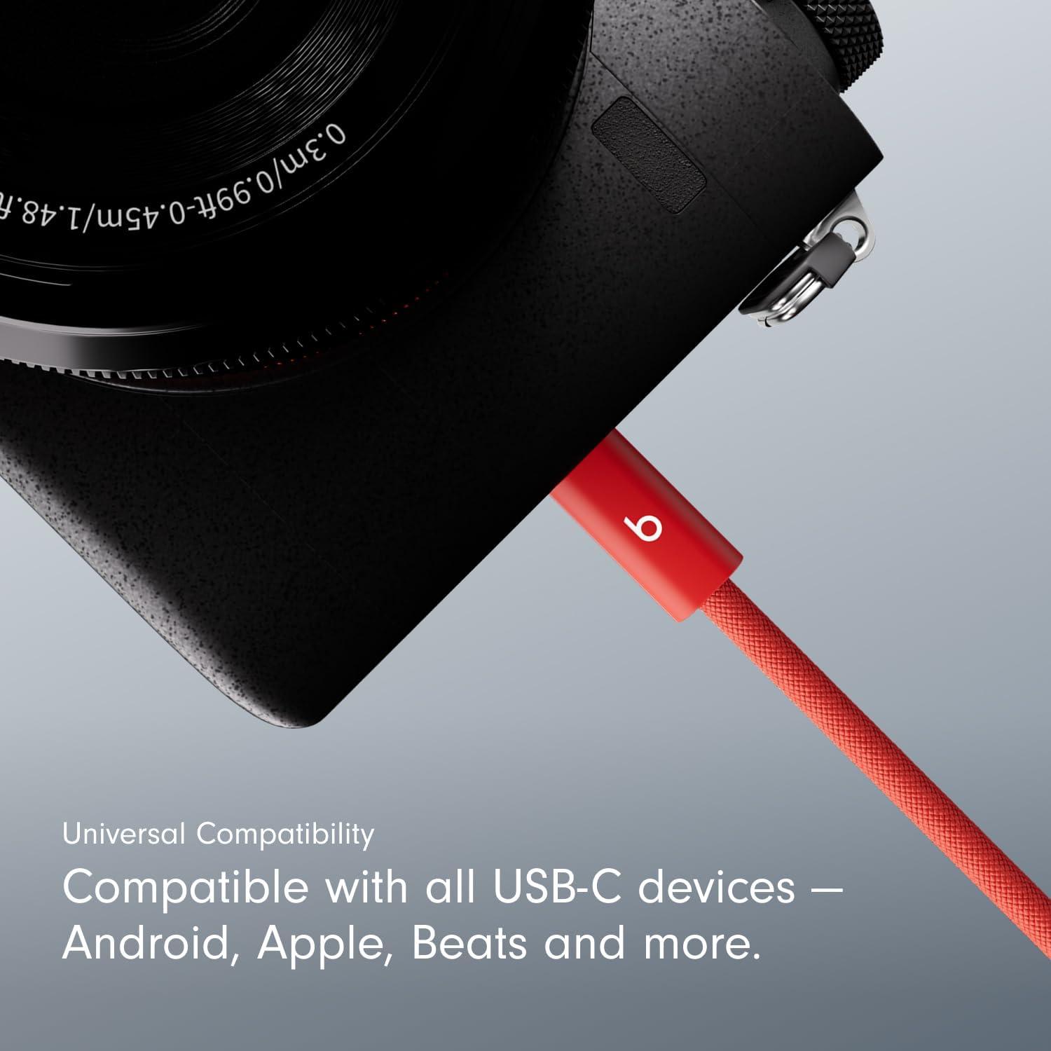 imageBeats 240W USBC to USBC Braided Cable Fast Charging DurableTangle Free Compatible with Apple and Android Devices 3 m10 ft Bolt BlackRapid Red