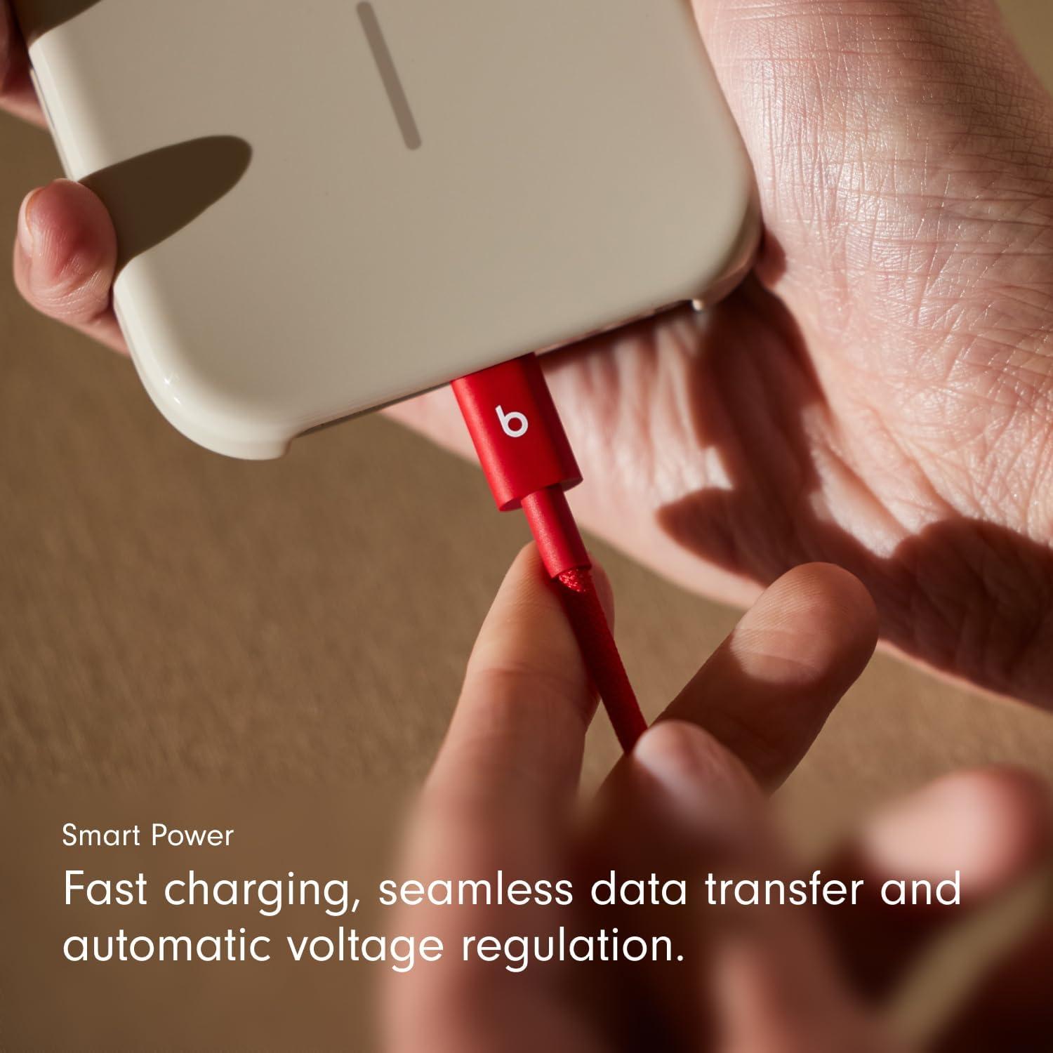 imageBeats 240W USBC to USBC Braided Cable Fast Charging DurableTangle Free Compatible with Apple and Android Devices 3 m10 ft Bolt BlackRapid Red
