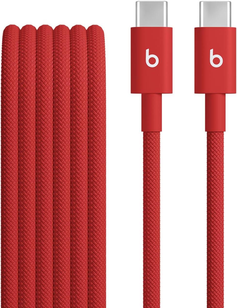 imageBeats 240W USBC to USBC Braided Cable Fast Charging DurableTangle Free Compatible with Apple and Android Devices 3 m10 ft Bolt BlackRapid Red