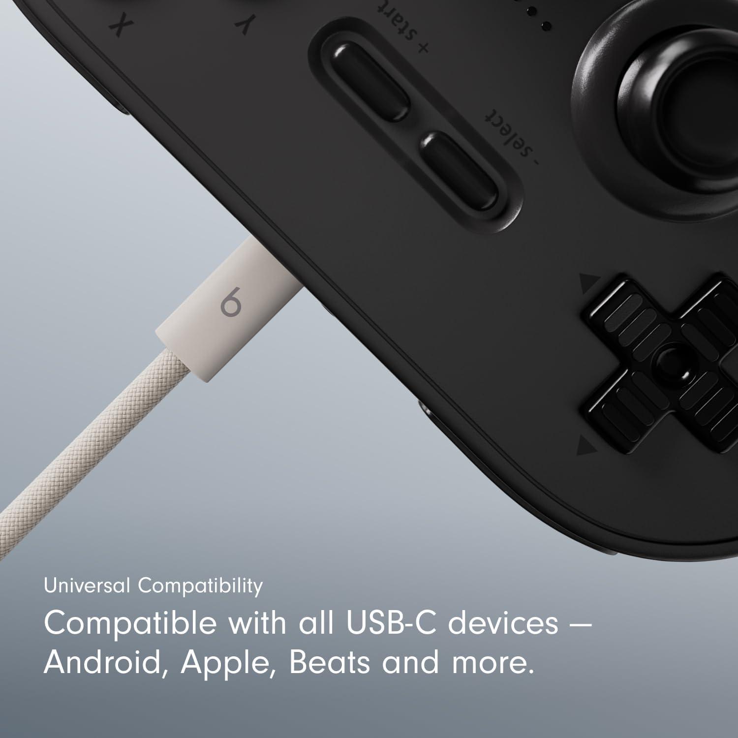 imageBeats 240W USBC to USBC Braided Cable Fast Charging DurableTangle Free Compatible with Apple and Android Devices 3 m10 ft Bolt BlackSurge Stone