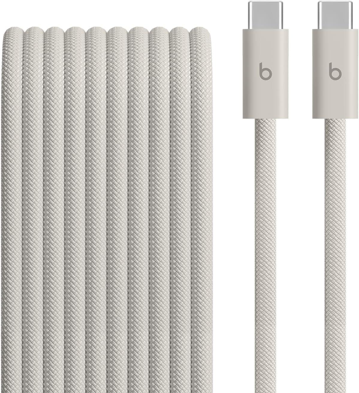 imageBeats 240W USBC to USBC Braided Cable Fast Charging DurableTangle Free Compatible with Apple and Android Devices 3 m10 ft Bolt BlackSurge Stone
