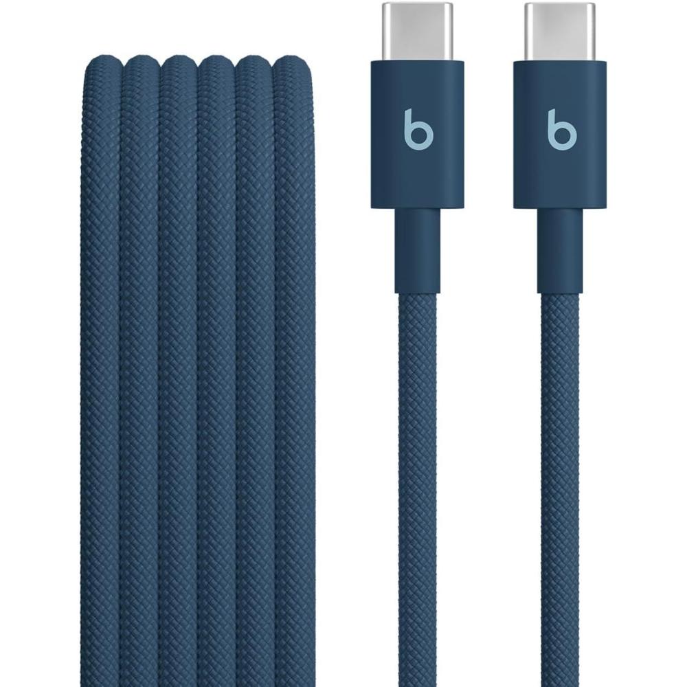 imageBeats 240W USBC to USBC Braided Cable Fast Charging DurableTangle Free Compatible with Apple and Android Devices 3 m10 ft Bolt BlackNitro Navy