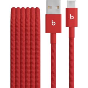 Beats 240W USB-C to USB-C Braided Cable, Fast Charging, Durable/Tangle Free, Compatible with Apple and Android Devices (3 m/10 ft) – Bolt Black(Rapid Red)
